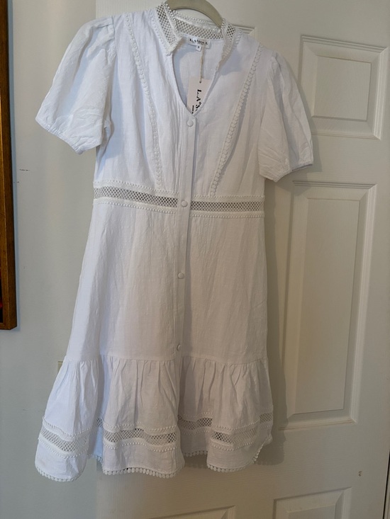 La Soul Dresses & Skirts - L.A. Style White Eyelet-Trim Mini Dress